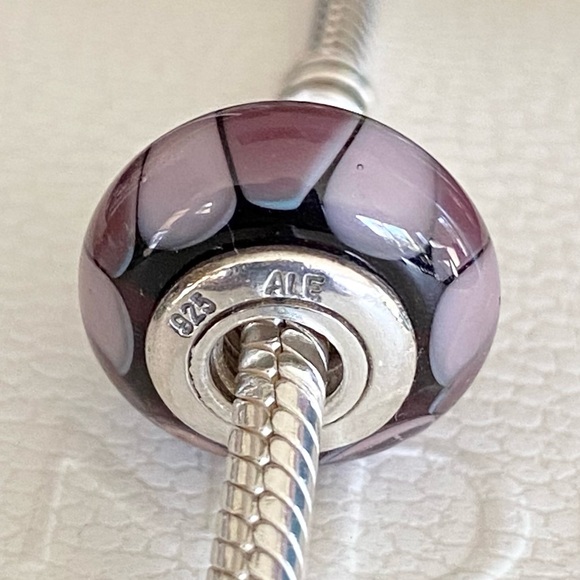 Authentic Pandora Sterling Silver Purple/ Pink Captivating Murano Bead ~Retired - Picture 6 of 6